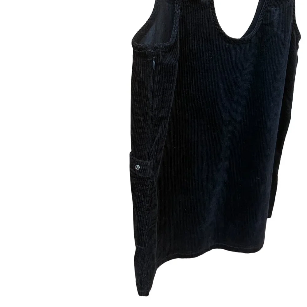 Free People Devoted to You Black Corded Corduroy Mini Dress Women's size 2